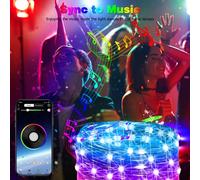 Saite Lights USB Powered Alternance Twinkle 33 pieds 100 LED Fairy Copper Wire RGB avec t?lMusique Synchronisation Timer Waterdes d?corations de No?l pour l'int?rieur Ext?rieur Yard Party d?coration