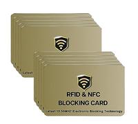 SaiTech IT Carte de blocage RFID, une carte protège l'ensemble du portefeuille, NFC sans contact pour carte bancaire, carte de crédit, carte d'identité, guichet automatique, doré, 10 Pcs Golden, Carte