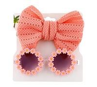 Saitedudu Lunettes de soleil pour enfants - En forme de fleur - Bandeau - Ensemble de lunettes de soleil pour bébé fille - Nouveau-né - Enfants, rouge, Medium