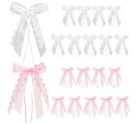 Saituo Home 20 Pièces Noeud Voiture Mariage, Decoration Voiture Mariage, Noeuds d'antenne Faits Main Ruban Satin, Décoration de Mariages cœur, Mariages Kit, pour Married Voitures, Party Deco