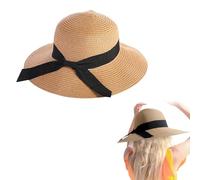 Saituo Home Chapeau Femme Soleil Casquette Anti UV Sortie de Plage Femme Visiere Soleil Chapeau Paille Mariage Capeline Strohhut Breite Krempe Sonnenhut a Plage Accessoire Outdoor Sommer Wanderhut