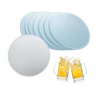 Saituo Home Dessous de Verre en Cuir, 10 Pièces, Résistant à la Chaleur, Ronde, Bleu Clair & Argent, Cuir PU