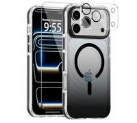 Saiuxiu Coque ondulée irisée pour iPhone 17 Pro Max 6,9", compatible avec MagSafe, coque transparente avec protecteur d'écran et protecteur d'objectif d'appareil photo, protection contre les chutes