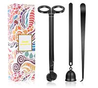 Saiveina Ensemble d'accessoires 3 en 1 pour Bougie, Coupe-mèche de Bougie, cuillère à mèche, éteigneur de Bougie, kit d'entretien de Bougies avec Emballage Cadeau pour Les Amateurs de Bougies (Noir)