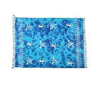 SAIVONA Sarong pour Femmes Jupe comme Serviette ou Robe Portefeuille Serviette et Robe Faites Main par des Animaux Batik de Production équitable Bleu Turquoise