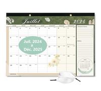 Saiwiimody Calendrier 2025 Français Grand Calendrier familial 2024 2025 (18 Mois) 43 * 31CM Calendrier Mural Juil. 2024 à Dec. 2025 Planificateur Mensuel pour Organiser avec Couvercle Transparent