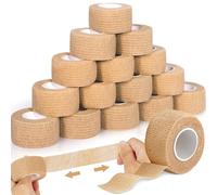 SaiXuan 16 PCS Rouleaux de Bande Auto Adhesive, Haute Élasticité, Respirant et Doux, pour Blessures Sportives, Premiers Secours, Soins pour Animaux, Maintien Antidérapant, 2.5cm x 4.5m (Peau)