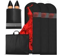 SaiXuan 3X Housses de Vêtements avec Sac à Chaussures, 60x180cm, Fenêtre Transparente, Housses de Vêtements à Suspendre avec Fermeture, pour Housse Robe de Mariée, Costumes, Armoire et Voyage