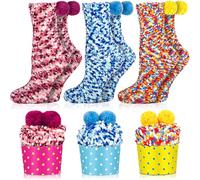 SaiXuan Coffret de Chaussettes en Forme de Gâteau - 3 Paires (Rose Clair, Jaune, Bleu Clair) - Chaussettes Chaudes et Rigolotes pour Femme, Cadeau Noël Original, Taille Unique 36-42