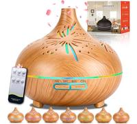 SaiXuan Diffuseur Huiles Essentielles 550ml, Humidificateur d’Air Ultrasonique avec Lumière LED 7 Couleurs, Minuterie & Arrêt Automatique, Diffuseur Parfum Maison, Idéal Cadeau Bien-Être