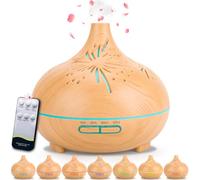 SaiXuan Diffuseur Huiles Essentielles 550ml, Humidificateur d’Air Ultrasonique avec Lumière LED 7 Couleurs, Minuterie & Arrêt Automatique, Diffuseur Parfum Maison, Idéal Cadeau Bien-Être