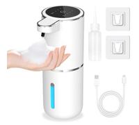 SaiXuan Distributeur de Savon Automatique, 380mL Montage Mural Électrique, Batterie Rechargeable USB, avec 4 Niveaux Réglables, Étanche IPX5 pour Salle de Bain, Cuisine et Bureau (Mousse)