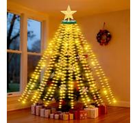 SaiXuan Guirlande Lumineuse Sapin de Noël avec Étoile,400 LEDs 2m 16 Brins, 8 Modes avec Minuterie et Mémoire, Guirlande Sapin Lumineuse Intérieur Extérieur IP44 Étanche,Lumière Chaude avec Prise EU