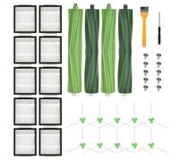 SaiXuan Kit Accessoires Roomba pour iRobot i3/i3+, i4, i6/i6+, i7/i7+, i8/i8+, E5 E6 E7 - 2 Brosses Principales, 10 Filtres, 10 Brosses Latérales, 10 Vis, Outil de Nettoyage & Tournevis