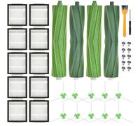 SaiXuan Kit Accessoires Roomba pour iRobot i3/i3+, i4, i6/i6+, i7/i7+, i8/i8+, E5 E6 E7 - 2 Brosses Principales, 10 Filtres, 10 Brosses Latérales, 10 Vis, Outil de Nettoyage & Tournevis