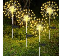 SaiXuan Lanterne Solaire Exterieur, 4 Pièces 120 LED Lampe Solaire Exterieur Decorative, 8 Modes Blanc Chaud Étanche Lampe Solaire de Pissenlit, Feux d'artifice Solaires pour Cour, Pelouse Décoration