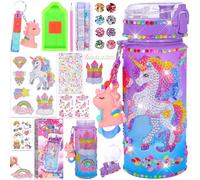 SaiXuan Licorne Gourde Fille DIY 600ml à Personnaliser avec Kit de Loisir Créatif, Diamond Painting Jeux Enfant 2-6 Ans, Cadeau Créatif