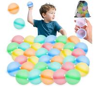 SaiXuan Lot de 36 Ballons d'eau Réutilisables en Silicone Souple, Bombes à Eau Rechargeables Auto-étanches pour Enfants, Jouets d'Été pour Piscine, Jardin, Plage, Activités Extérieures, 6 Couleurs