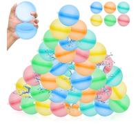 SaiXuan Lot de 36 Bombes à Eau Réutilisables en Silicone Souple, Ballons d’Eau à Fermeture par Clips Auto-étanches, sans Nœud, Jouets Été Enfants Adultes pour Piscine, Jardin, Plage, Multicolores