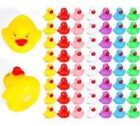 SaiXuan Lot de 56 Canards en Plastique,Petits Canards à Cacher et Mini Canards Colorés en 7 Couleurs (Jaune,Rouge,Vert,Bleu,Rose,Violet,Blanc),Canards Plastique pour Bain,Piscine, Fête et Décoration