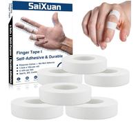 SaiXuan Tape pour Doigts, Pack de 6 Strap Doigt (1,5 cm x 10 m), Antidérapante et Durable, Idéale pour Grip Tattoo, Escalade, Volleyball, Basket-Ball, Handball et Protection des Articulations (Blanc)