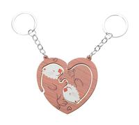 Saiyana 2pcs Cute Otters Couple Keychain Wooden Key Ring Matching Puzzles Key Chain for Valentines Day Gift Bag Pendent Car Tags Gift for Couples