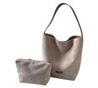 Saiyana 2Pcs Winter Suedes Shoulder Bag Stylish Underarm Bags With Large Storage Space For Essential Books Electronics Travel Trendy Matte Texture Bucket Bag