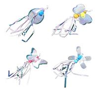 Saiyana Assortments of 4 Cat Teaser Refills Extensions Bug Shpe Tassels Replacements Fishing Toy Pendant Flickering Insect Cat Wand Accessory Replacements