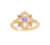 Saiyana Bague florale réglable inspirée du vintage avec pierre centrale en zircone cubique et bracelet en alliage de qualité supérieure pour femmes cadeaux de bijoux réglables ouverts