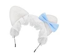 Saiyana Bandeau en peluche avec oreilles de chaton avec poignée antidérapante en silicone pour jeux de rôle et activités sportives en peluche (blanc et bleu)