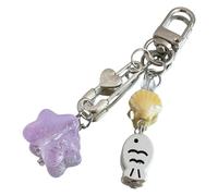 Saiyana Coquille Fish Design Cool Téléphone Charme Élégant Accessoire de téléphone pour les femmes qui aiment les styles marins, 8cm, Matériaux mélangés