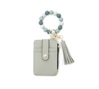 Saiyana Étui pour cartes de crédit en silicone amical Bracelet Bracelet Poignet Portefeuille Portefeuille à la mode Fermeture éclair Organisateur fonctionnel Amical, gris