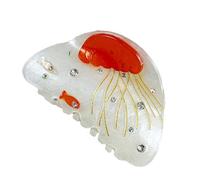 Saiyana Pince à cheveux élégante à thème marin avec motif méduse en acrylique - Accessoire de cheveux pour femmes et filles - Pour le quotidien - Blanc