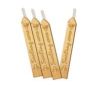 saizone Cire Sceau,Cire à Cacheter,Bâtons de Cacheter avec Mèches,Antique d'Étanchéité pour Manuscrit Feu,pour Rétro Timbres,Cachetage D'invitation Mariage(4 Pièces,Or）