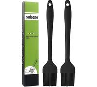 saizone Pinceau à badigeonner en silicone pour pâtisserie, brosse à pâtisserie, brosses de cuisson à l'huile, résistantes à la chaleur, outils de cuisine de cuisine, couleur noire, 20,3 cm (2 pièces)