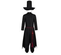 Saja Costume de cosplay Saja Romance/Jinu/Mystère/Abby Tenue de cosplay long noir avec chapeau haut-de-forme Ensemble complet avec chapeau haut-de-forme Anime Cosplay Band Idol Star Costume Halloween