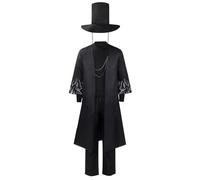 Saja Costume de cosplay Saja Romance/Jinu/Mystère/Abby Tenue de cosplay long noir avec chapeau haut-de-forme Ensemble complet avec chapeau haut-de-forme Anime Cosplay Band Idol Star Costume Halloween