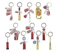 SAJAK Lot de 12 porte-clés souvenir de Londres | Porte-clés en métal 3D Union Jack, Big Ben, bus rouge, boîte téléphonique | Cadeaux touristiques britanniques