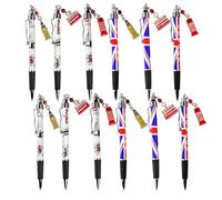SAJAK Lot de 12 stylos souvenirs de Londres avec breloques miniatures : bus, cabine téléphonique et Big Ben - Souvenir de collection, cadeau pour l'école, le bureau et la décoration de fête