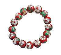 SAJMAKUWLA Bracelet cloisonné, Bracelet élastique en émail à Perles Rondes de 12 mm, Style Ethnique, orné Filigrane cloisonné(Red-Custom Length)