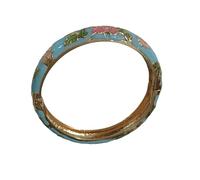 SAJMAKUWLA Bracelet cloisonné, Bracelet jonc à charnière Ressort en émail cloisonné, orné de Fleurs, for Femme. Bijou Artisanal Traditionnel Chinois d'inspiration Ethnique(Light Blue)