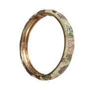 SAJMAKUWLA Bracelet cloisonné, Bracelet jonc à charnière Ressort en émail cloisonné, orné de Fleurs, for Femme. Bijou Artisanal Traditionnel Chinois d'inspiration Ethnique(Beige)