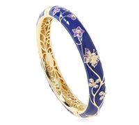 SAJMAKUWLA Bracelet cloisonné, Bracelet jonc Artisanal for Femme, Style Ethnique Chinois, émail cloisonné, à Ressort et charnière(White)