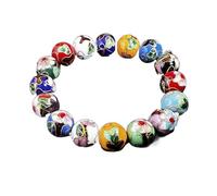 SAJMAKUWLA Bracelet cloisonné, Bracelet jonc en Perles de cuivre émaillées cloisonnées polies Multicolores 12 mm, Style Ethnique, Extensible et Tendance(Multicolor)