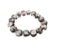 SAJMAKUWLA Bracelet cloisonné, Bracelet jonc en Perles de cuivre émaillées cloisonnées polies Multicolores 12 mm, Style Ethnique, Extensible et Tendance(Black)