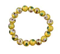 SAJMAKUWLA Bracelet cloisonné, Bracelets Extensibles en émail cloisonné Fin coloré, Perles Rondes de 10 mm, for Femmes, Artisanat Traditionnel(White-10mm Beads)