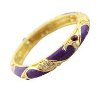 SAJMAKUWLA Bracelet cloisonné, Bracelets ovales artisanaux en émail et Strass, Accessoires de Mode for Femmes, joncs cloisonnés, Bijoux ajourés plaqués Or(Purple)