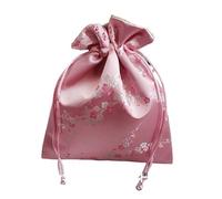 SAJMAKUWLA Sacs en Soie, Sac de Rangement Bijoux doublé Brocart Soie et Daim 5,9x5,9 6,3x7, Pouces Multicolore(Pink)