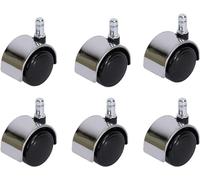 SAJMN Roues de Chaise de Bureau, Lot de 6 roulettes de Chaise de Bureau, pour sols durs, Roues en polyuréthane, roulettes de Chaise d'ordinateur avec Tige, Charge 150 kg (Tige 48 mm/1,9 Pouces) (c