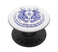 Sak Yant Tatouage Yantra Tigres Jumeaux Thaïlande Bangkok PopSockets PopGrip Adhésif